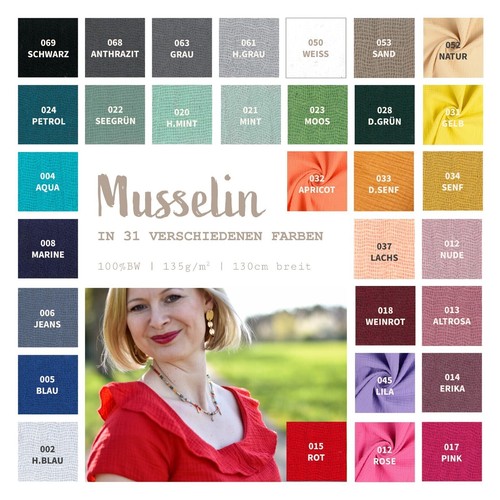 Musselin uni baumwolle - musselin,