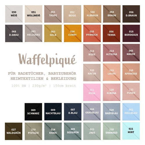 Waffelpiqué meterware uni - waffelpiqué,