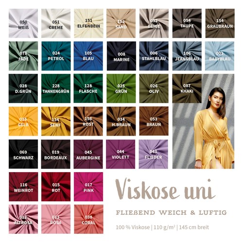 Viskose uni meterware - uni,