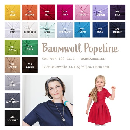 Baumwollstoff uni popeline - uni,